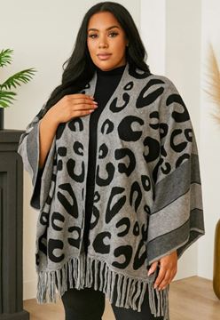 Picture of CURVY GIRL CASHMERE JACKET WITH LEOPARD PRINT